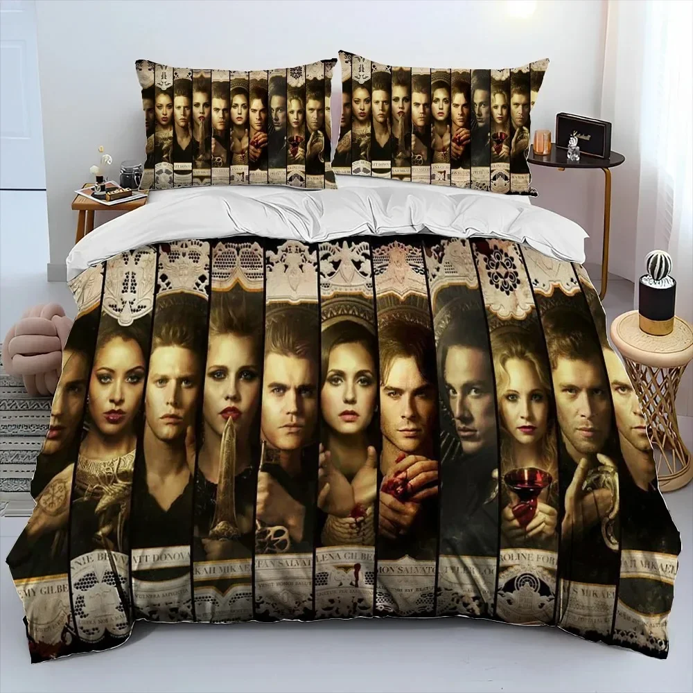 The Vampire Diaries Comforter Bedding Set 3D print Duvet Cover Bed Set Quilt Cover with Pillowcase King Queen Size kids gift