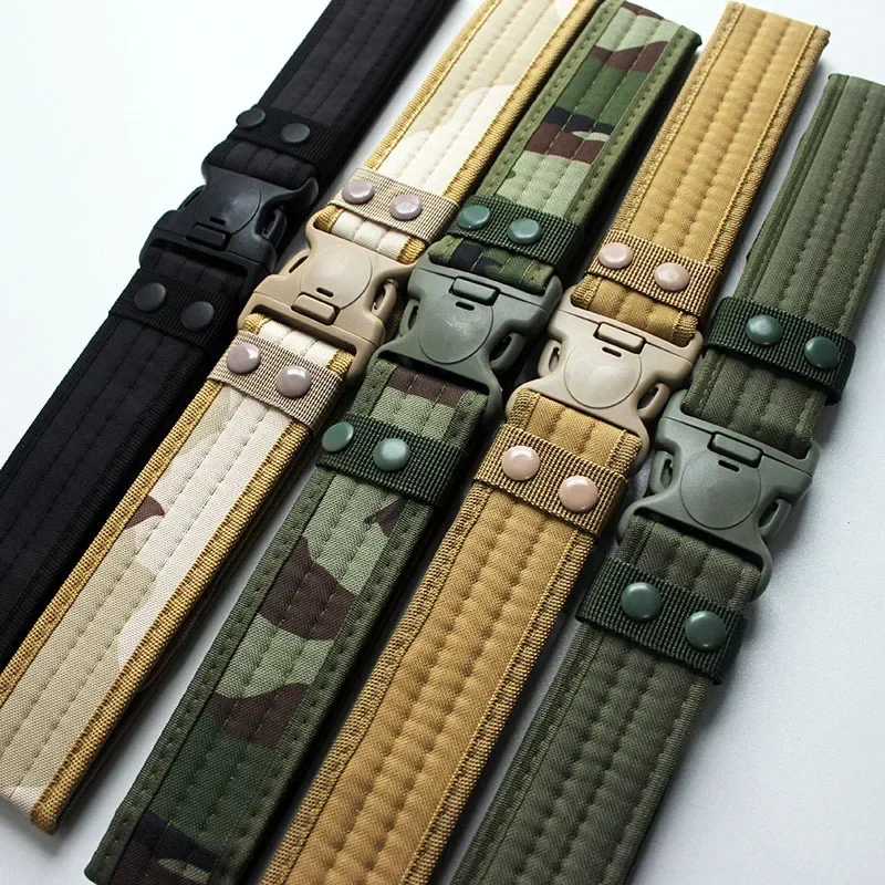 New Outdoor Combat Belts Quick Release Belt Fashion Black Men Canvas Waistband Outdoor Hunting 6 Colors 130cm Length