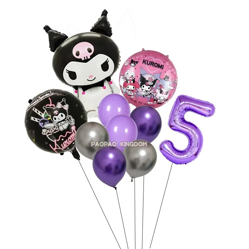 Cartoon Kuromi My Melody Themen-Folienballons Set Latexballons Kindergeburtstagsparty Dekoration Zahlenballon Globos – Detail 38