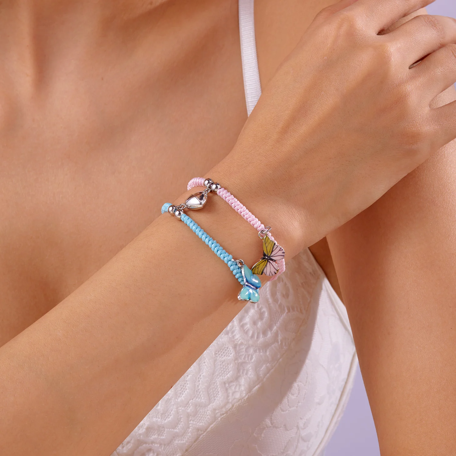 2 Teile/satz Schmetterling Paare Anhänger Leuchtendes Armband für Frauen Männer Minimalistisches Seil Geflecht Armband Freundschaft Schmuck Geschenke – Detail 16