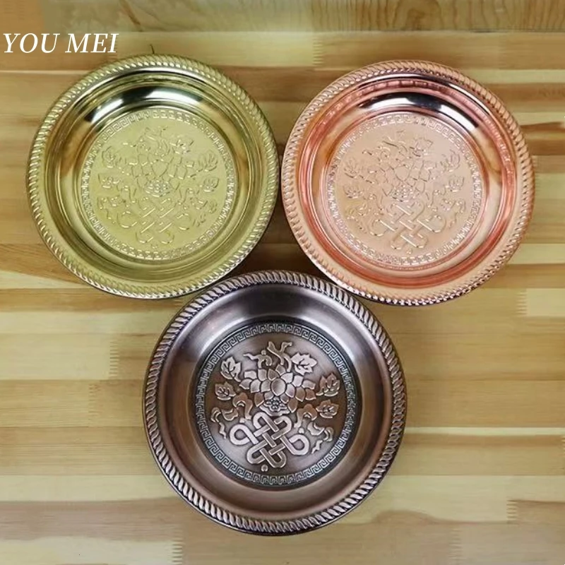 

Altars Incense Burner Metal Fire Tray,Buddhism Tribute Engraving Auspicious Plate,Tibetan Handicraft Holy Bowl Buddhist Item