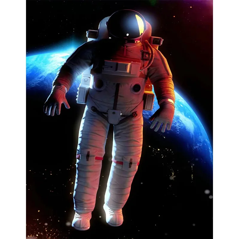 AB 다이아몬드 다이아몬드 페인팅, 천공의 우주 비행사 자수 키트, 벽 장식 걸이식 페인팅