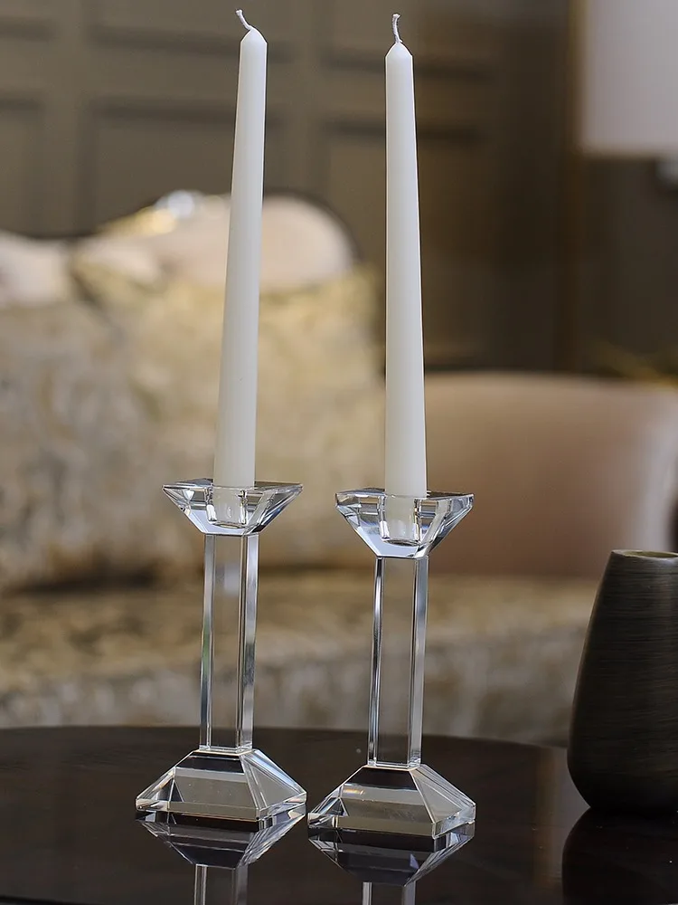 Modern light luxury crystal candle holder European-style romantic candlelight dinner table candle holder home decoration