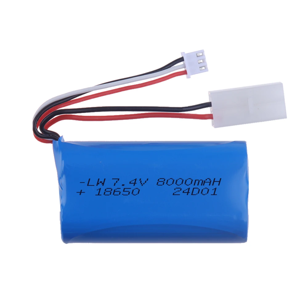 RC Battery for HJ806 HJ810 RC Boat, Tamiya Plug 2S 18650 8000mAh 7.4V Li-ion Battery For Henglong 3818 3819 3838 3839 R/C Tank