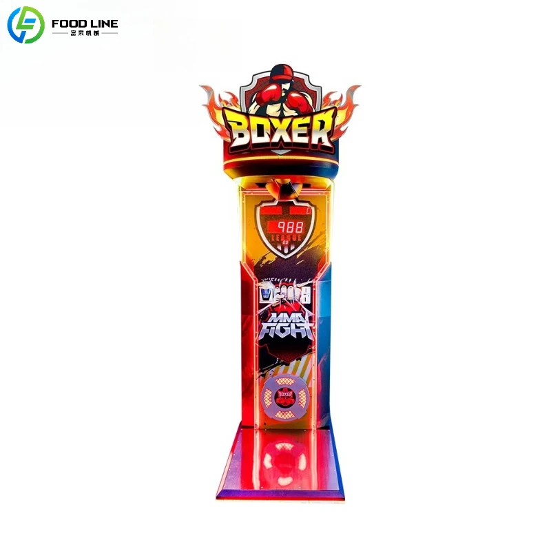 Customized Flame-Style BOXER Coin-Operated Punching Machine - Arcade MMA Fight Strength Check Boxing Training Game