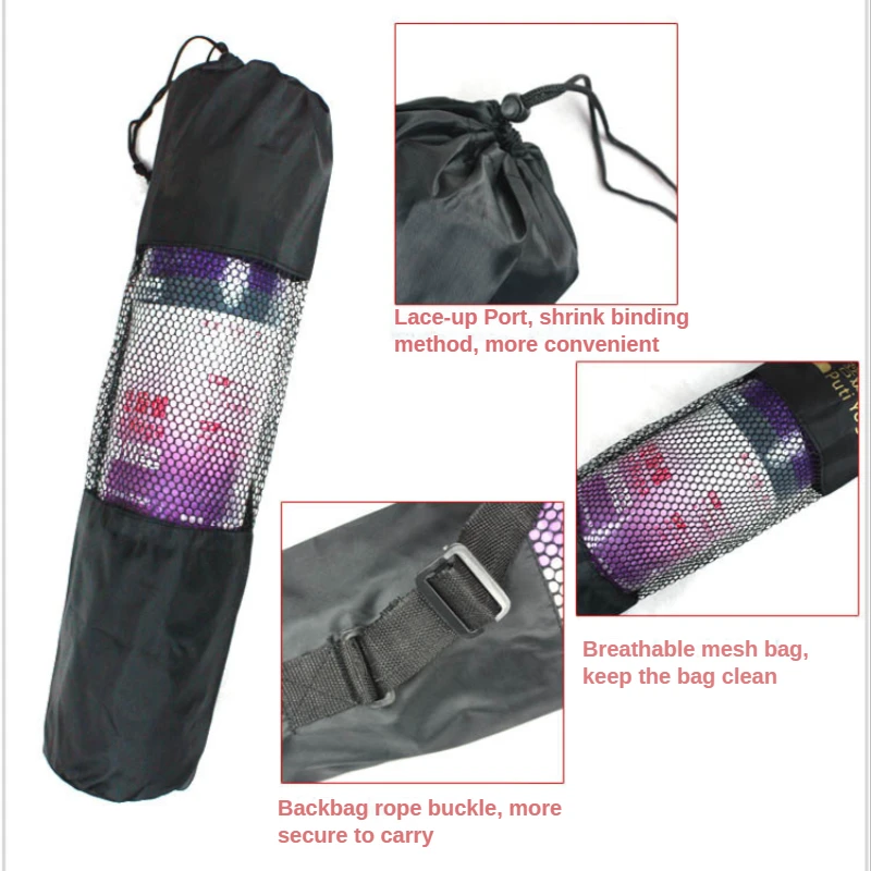 Portable Oxford Cloth Yoga Net Bag Wear-resistant Yoga Mat Bag Adjustable Carrier Pocket Foldable Washable Fitness Pouch