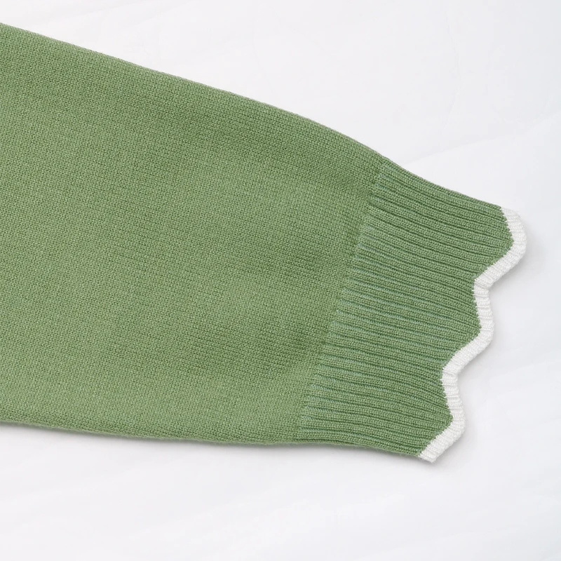 Pull tricoté vert à manches longues pour femme, demi-fermeture éclair, col en V, garniture festonnée, décontracté, coupe ample, mode quotidienne, automne hiver