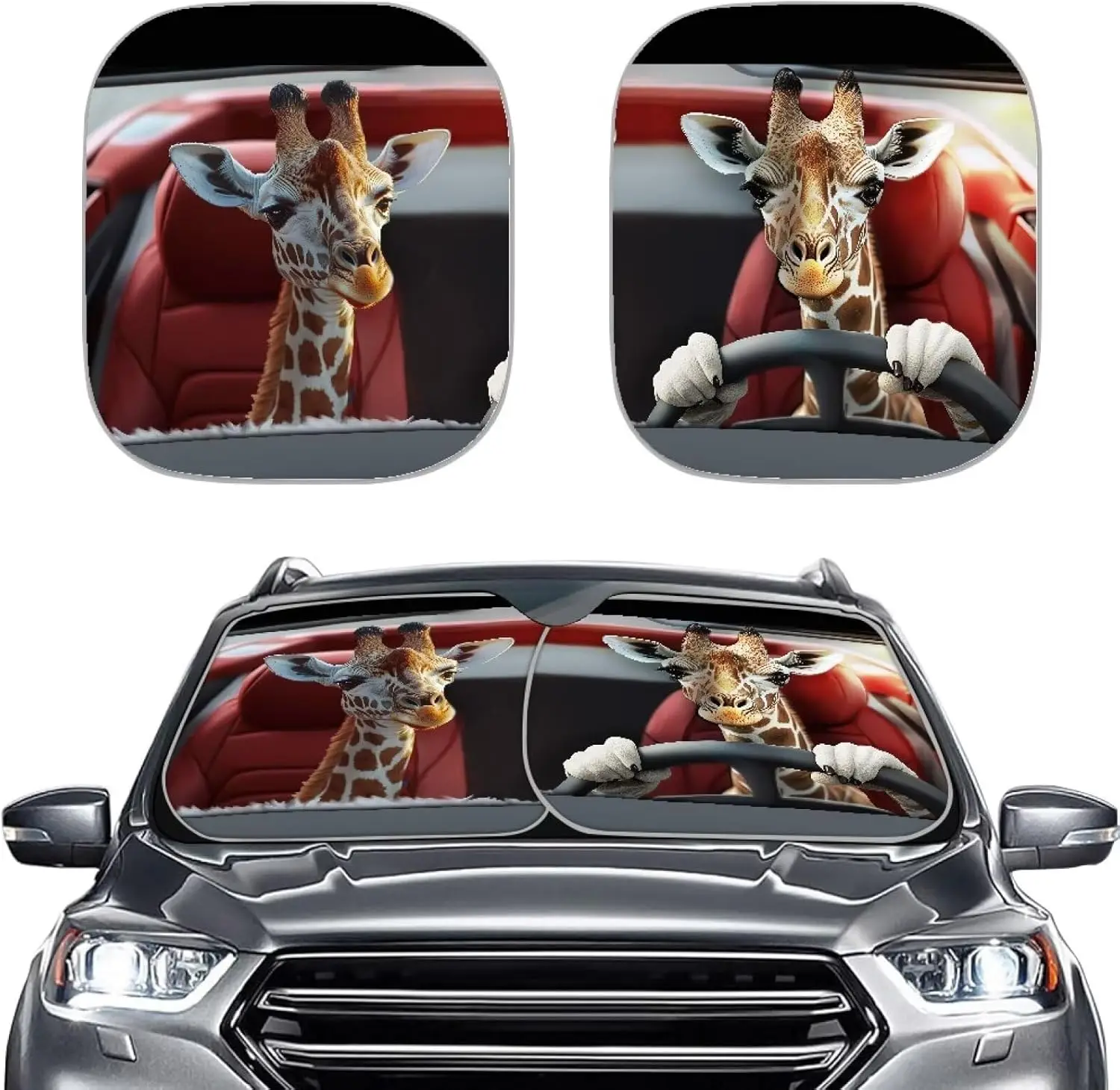 

Driving Giraffe 2 PCS Car Windshield Sun Shade Foldable Automotive Interior Accessories for Sun Protection Auto Sun Heat and UV