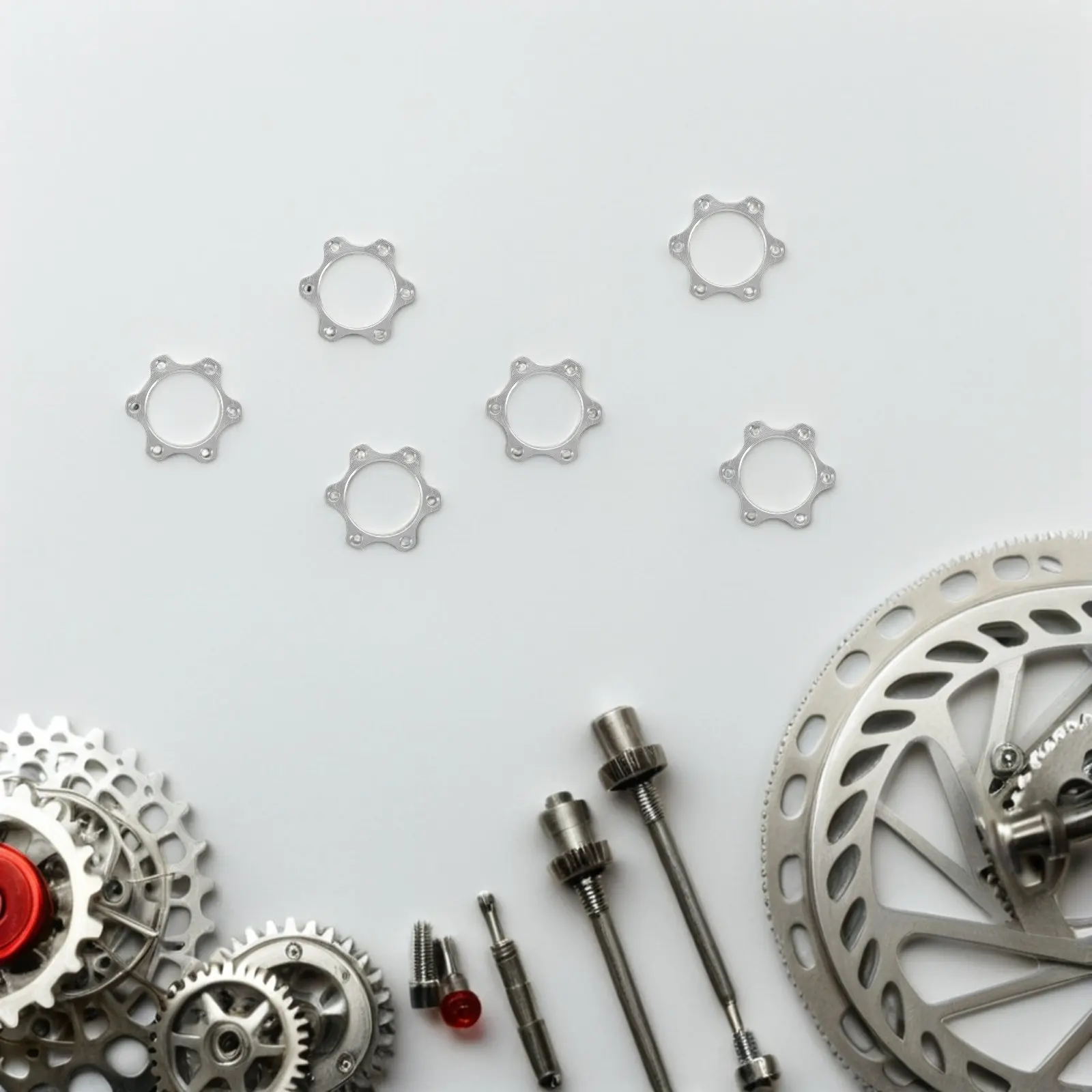 

6Pcs Bicycle Bike Disc Brake Adapter 44Mm Threaded Flange Hub Aluminum Alloy Disc Rotor Mount for Gravel Mountain Bike