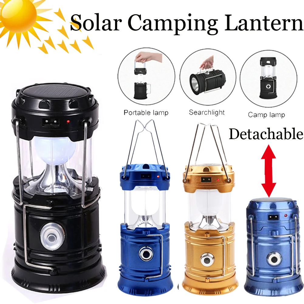 

Portable Solar Lamp Charger Camping Lamp Solar Powered Lantern LED Outdoor Lighting Folding Camp Tent Lights USB Rechargeable