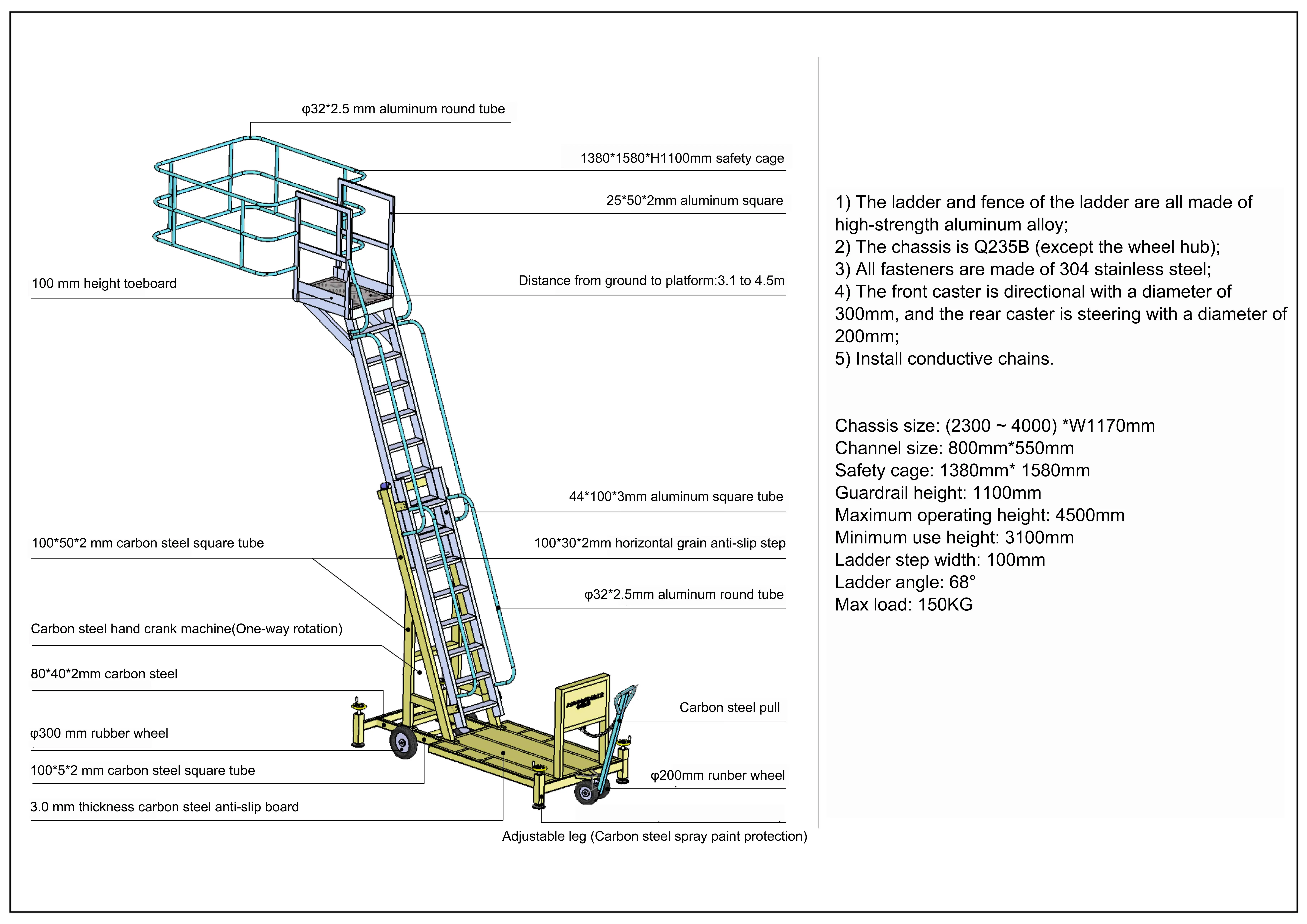 Deposit Required for Custom-made Safety Access Aluminum Oil Tanker Bulkhead Ladders (3.0-4.6 Meters High) and Repair Services.