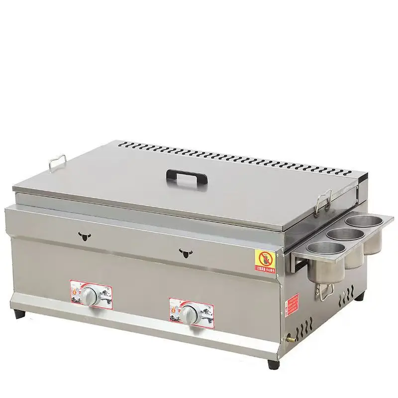 Commercial gas stall, pot sticker machine, frying pan all-in-one machine, frying dumpling machine, frying stove, iron plate sizz