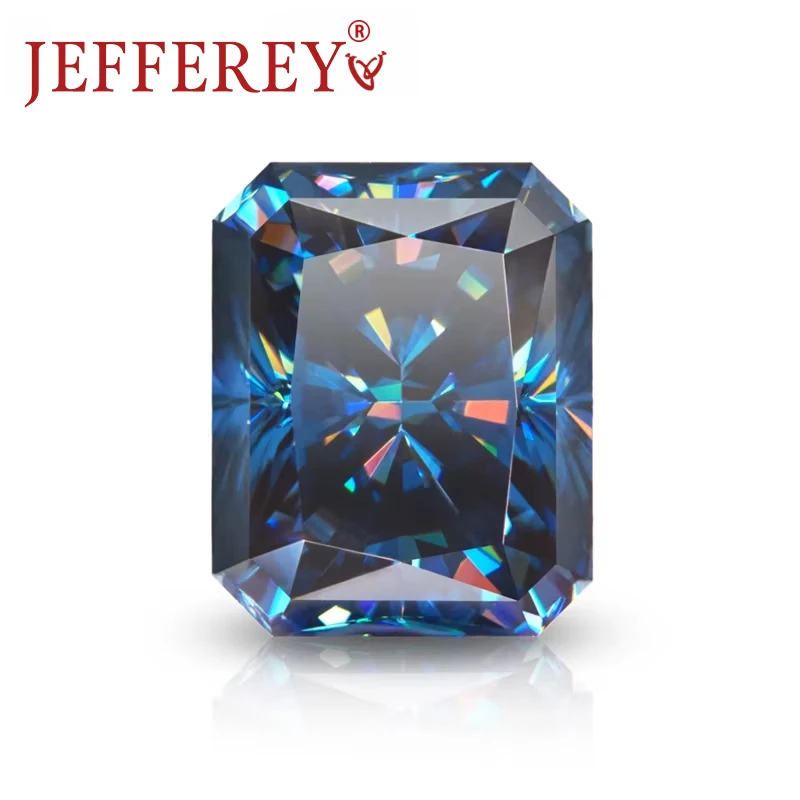 1CT-12CT Blue Moissanite Loose Stone Radiant Cut Lab Gemstones Pass Diamond Tester with GRA Certificate for Jewelry Marking