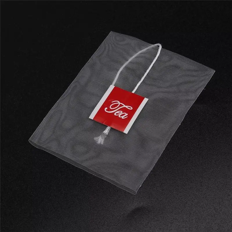 Image 7: ABUH - Nouveaux sachets de thé pyramidaux en nylon de 5,8 x 7 cm, 500 pièces, avec étiquette à cordon unique, sachets de thé vides transparents
