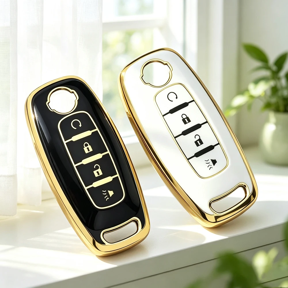 4 Buttons TPU Car Key Case for Nissan Rouge Kicks Pathfinder J12 Ariya Altima Rogue Qashqai Bluebird Sylphy Keychain