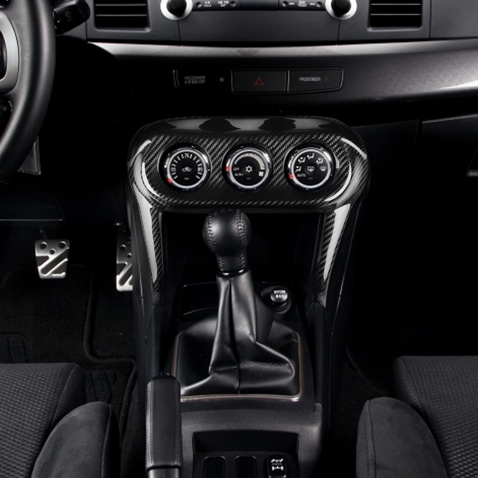 For Mitsubishi Lancer EVO X 10th 2008-2015 Carbon Fiber Central Control Air Conditioning Knob Cover Car Interior Accessories