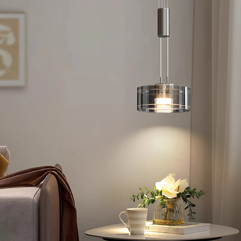 Modern Smoke-gray Glass Lights Led Pendant Light Lamps For Living Room Chandeliers For Dining Room Hanging Light Indoor Lighting