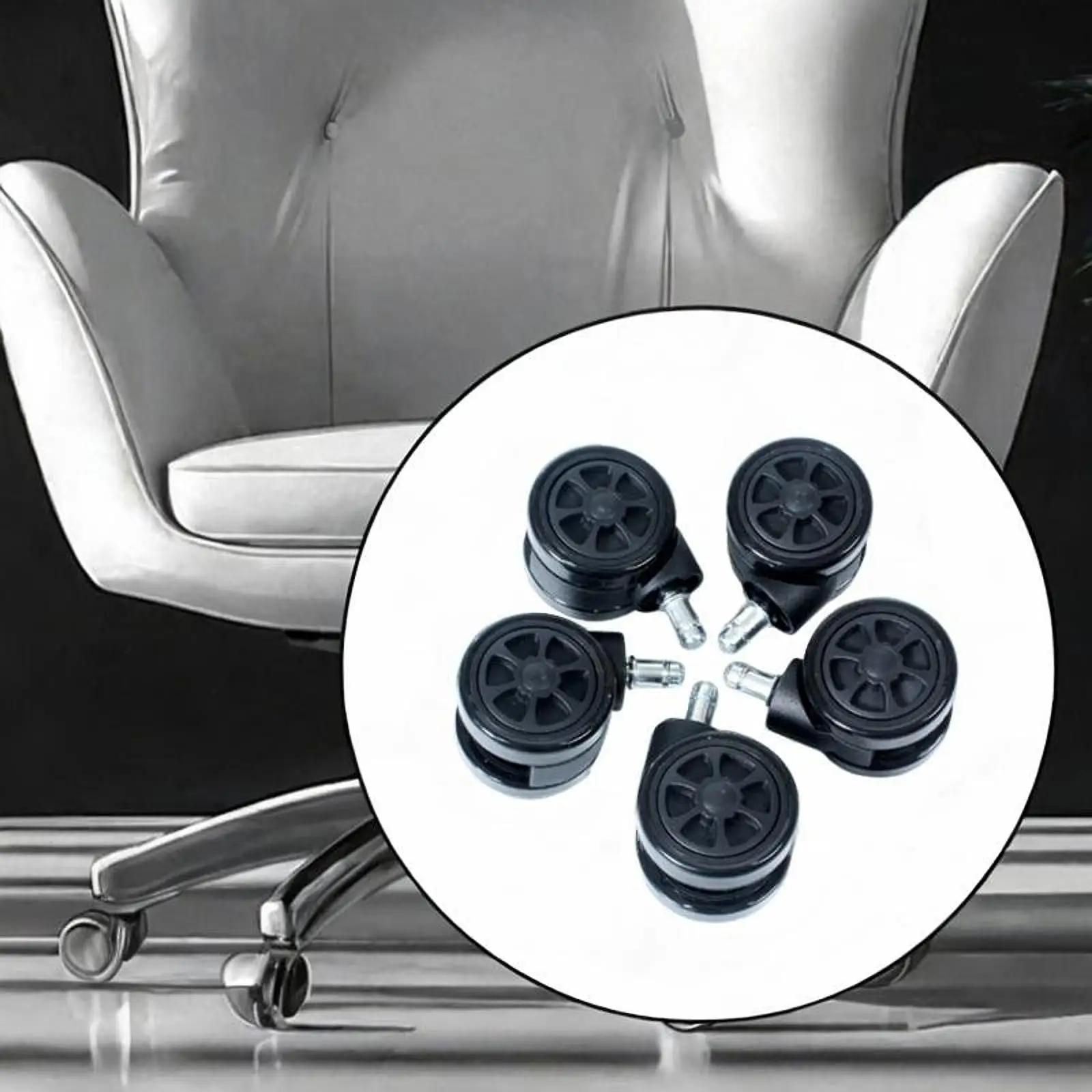 Office Chair Casters PP 40mm with Brake 5pcs Heavy Load Swivel Wheels for Furniture and Gaming Chair Repair
