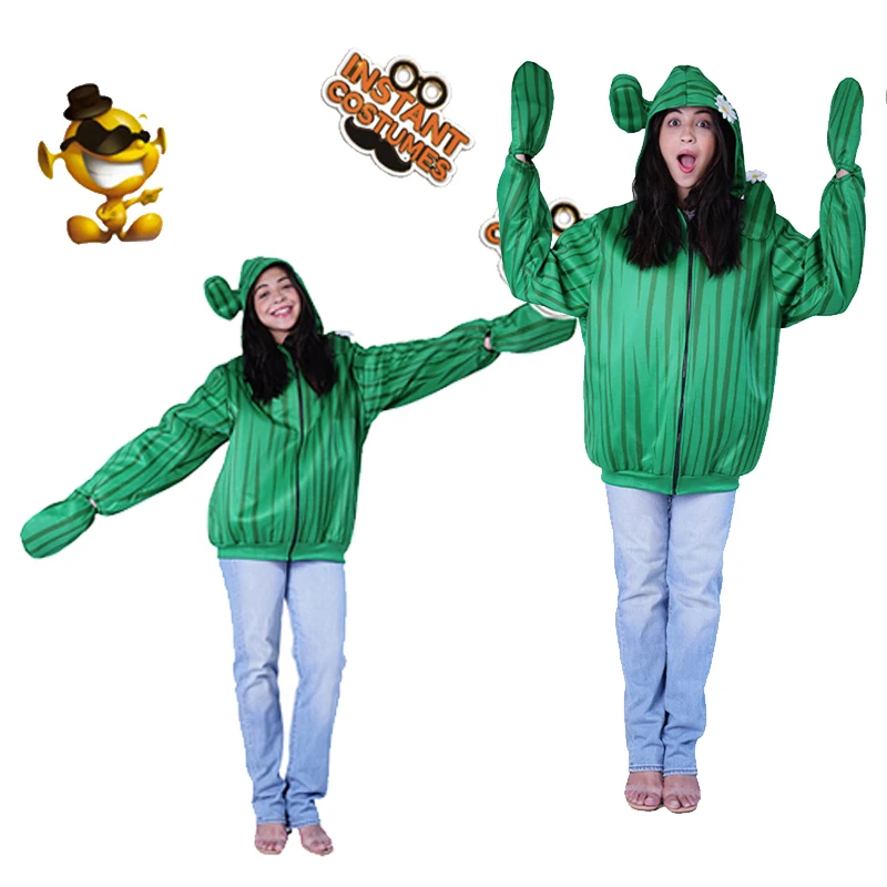 

Women Men Funny Cactus Cosplay Hoodie 3D Printed Hooded Sweatshirt Adult Green Casual Streetwear Pullover Halloween Party Suit