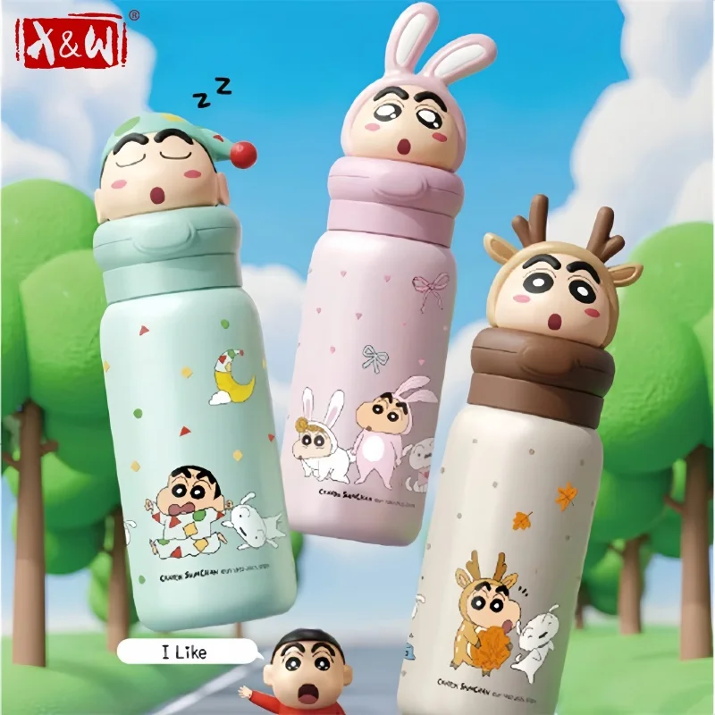 X&W Crayon Shin-Chan Thermosbecher aus Edelstahl, Vakuum-Isolierflasche, Cartoon-Figur, Kinder-Trinkflasche, Becher, Geschenk für Kinder
