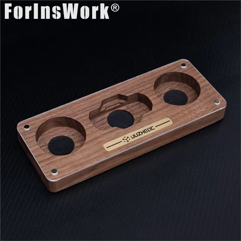 JUZHEN Caja de almacenamiento de bandeja giratoria Fidget de triple pantalla de madera maciza Estación de trabajo multifuncional