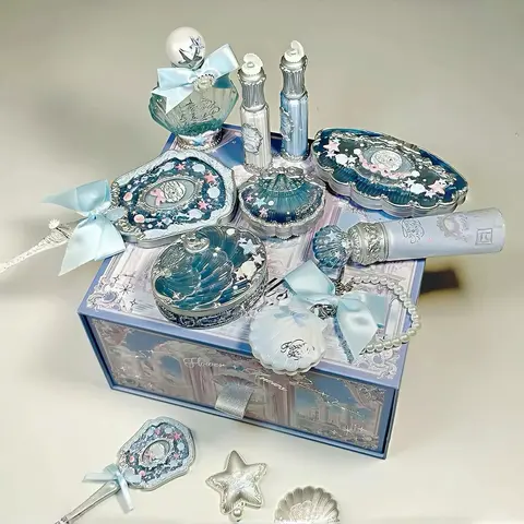 Flower Know Shells Jewel Makeup Set for Women - Eyeshadow Blush Lip Glaze Full Kit - Gift Set