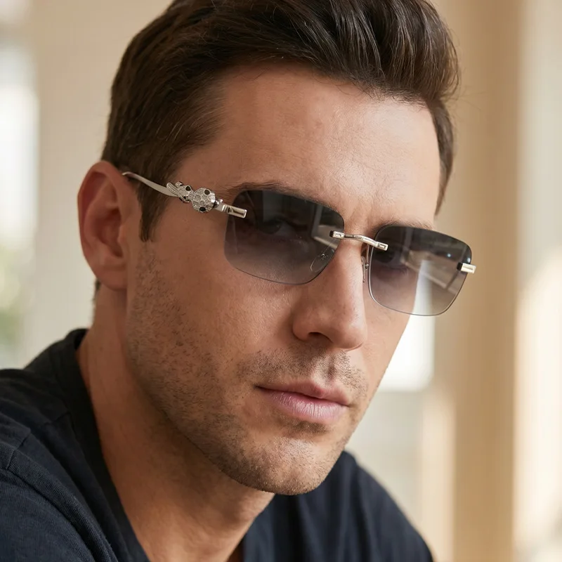 Frameless trimming sunglasses men's fashion boxruffian handsome sunglasses street hip-hop anti-ultraviolet sunglasses