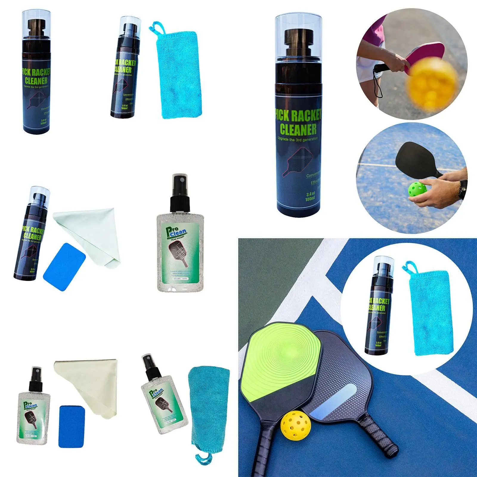 Pickleball Paddle Cleaner Spray 100 ml Pickleball Racket Cleaner Paddle Maintenance Cleaning Agent Improves Rotate and Accuracy