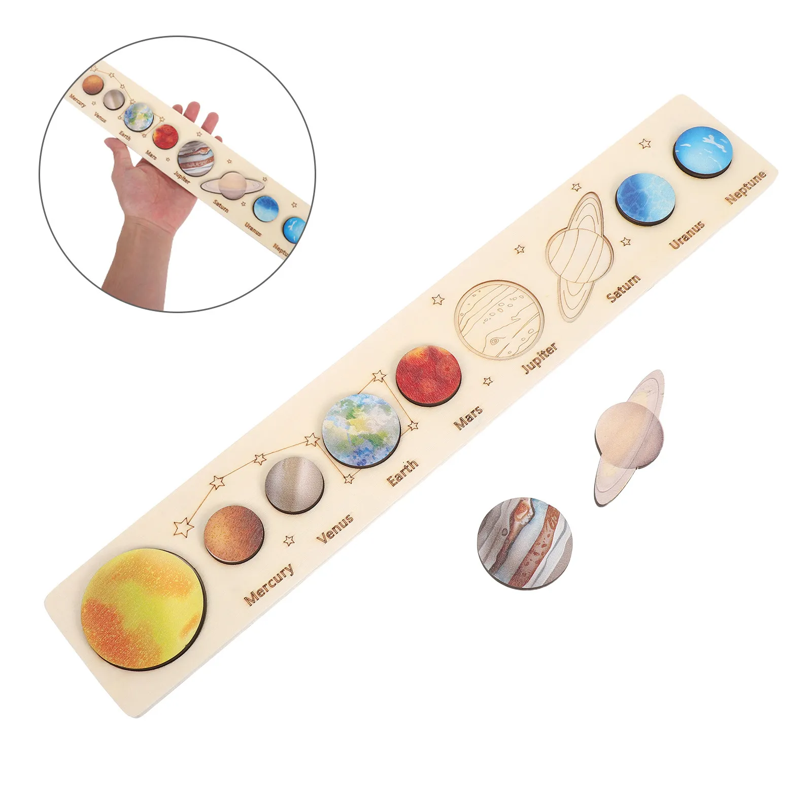 

1Set Solar System Puzzle Planetary Cognition Educational Wooden Matching Board for Kids 3-5 Space Learning Activities