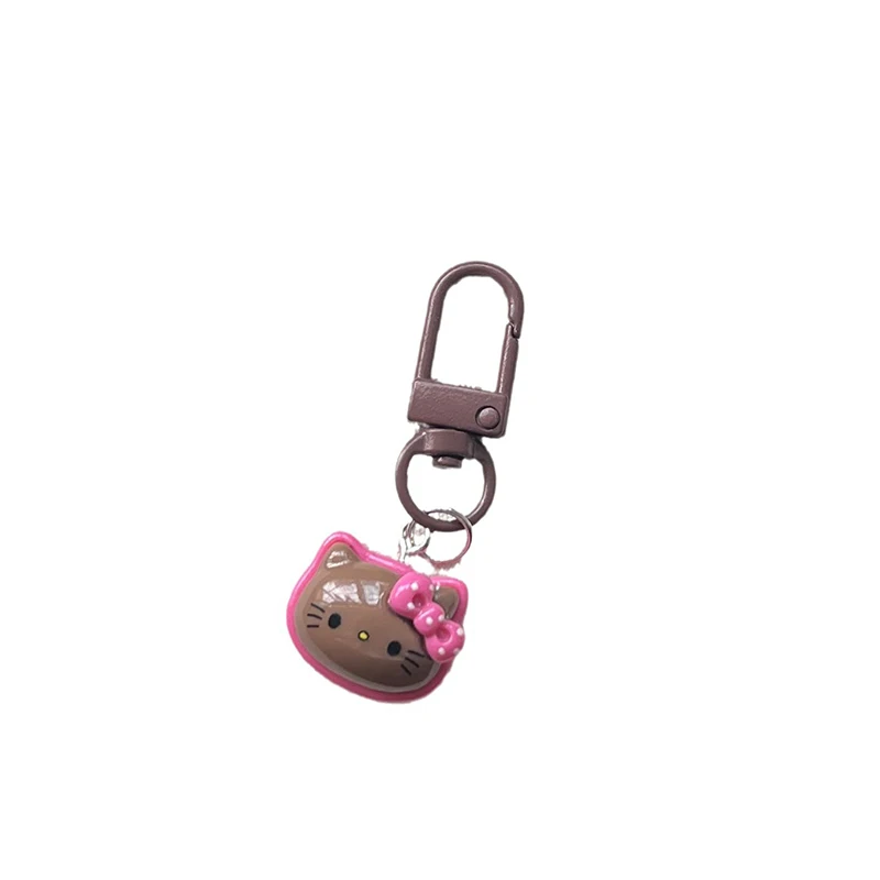 Cute Cartoon Black Skin Rose Hello Kitty Pendant Keychain para mulheres, Fashion Trend Key Chain para bolsa, Charm Accessories Gifts para casal