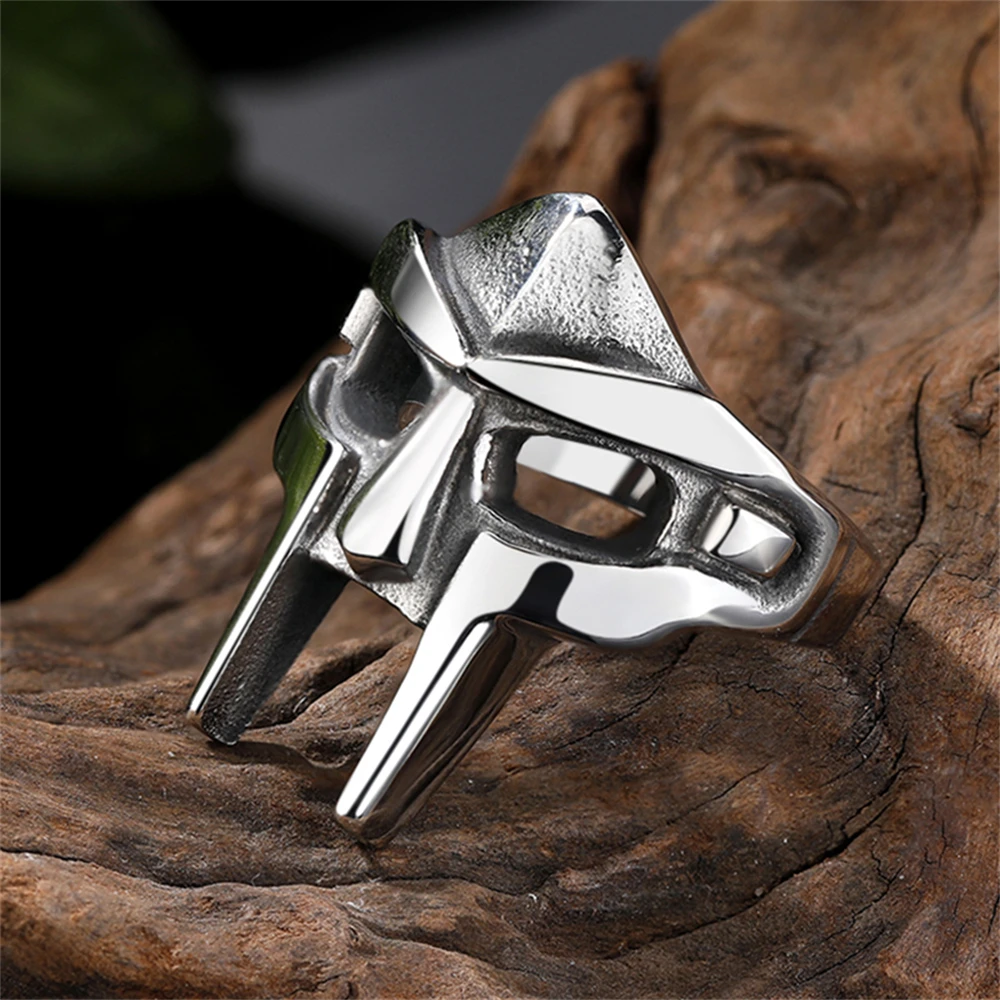 Anillos Retro con máscara MF DOOM para hombre, estilo gladiador Punk, faraón egipcio, anillo masculino de Hip Hop, joyería para Halloween,