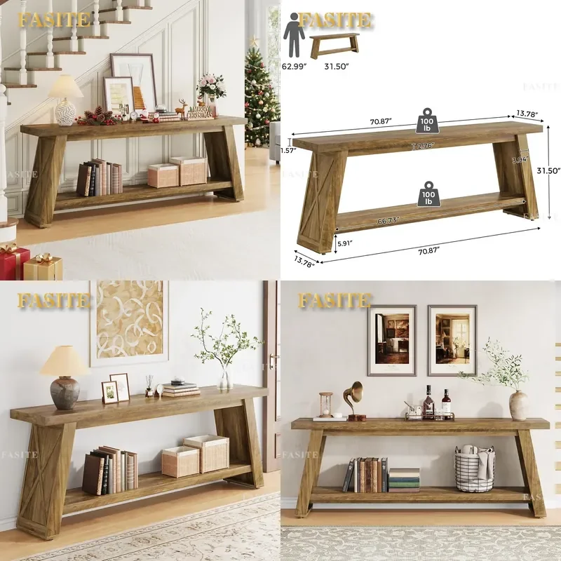 For 70.9 Inch Long Entrance Table Porch Console with Storage Function Suitable for Corridor Foyer Hallway