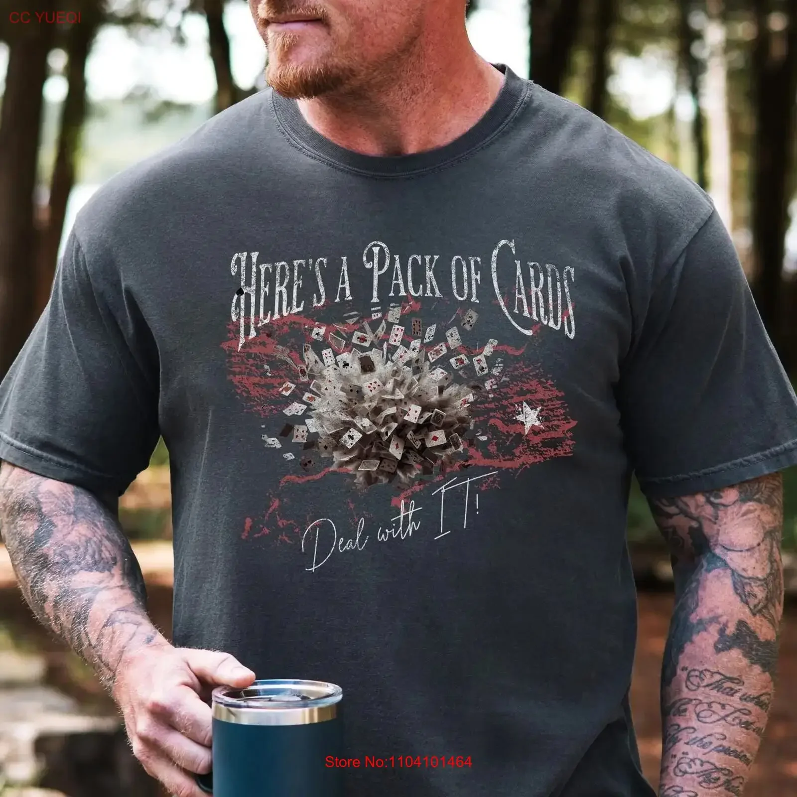

Забавная футболка с надписью SweaT Here's A Pack of Cards Deal With It Sarcastic Мужская женская винтажная стираная универсальная мода из США