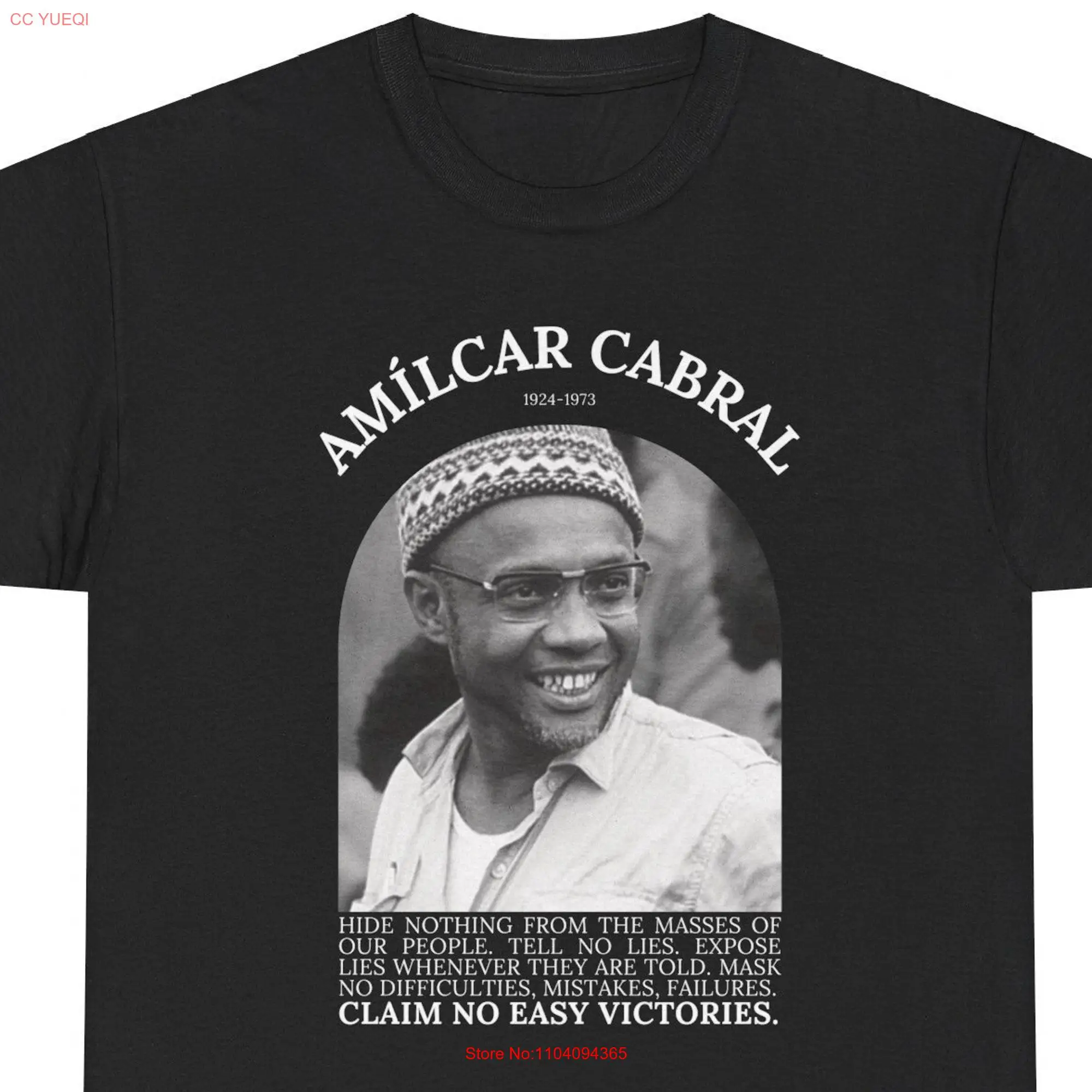 Amílcar Cabral Claim No Easy Victories T Shirt decolonization tee panafricanist marxist socialist revolutionary Black