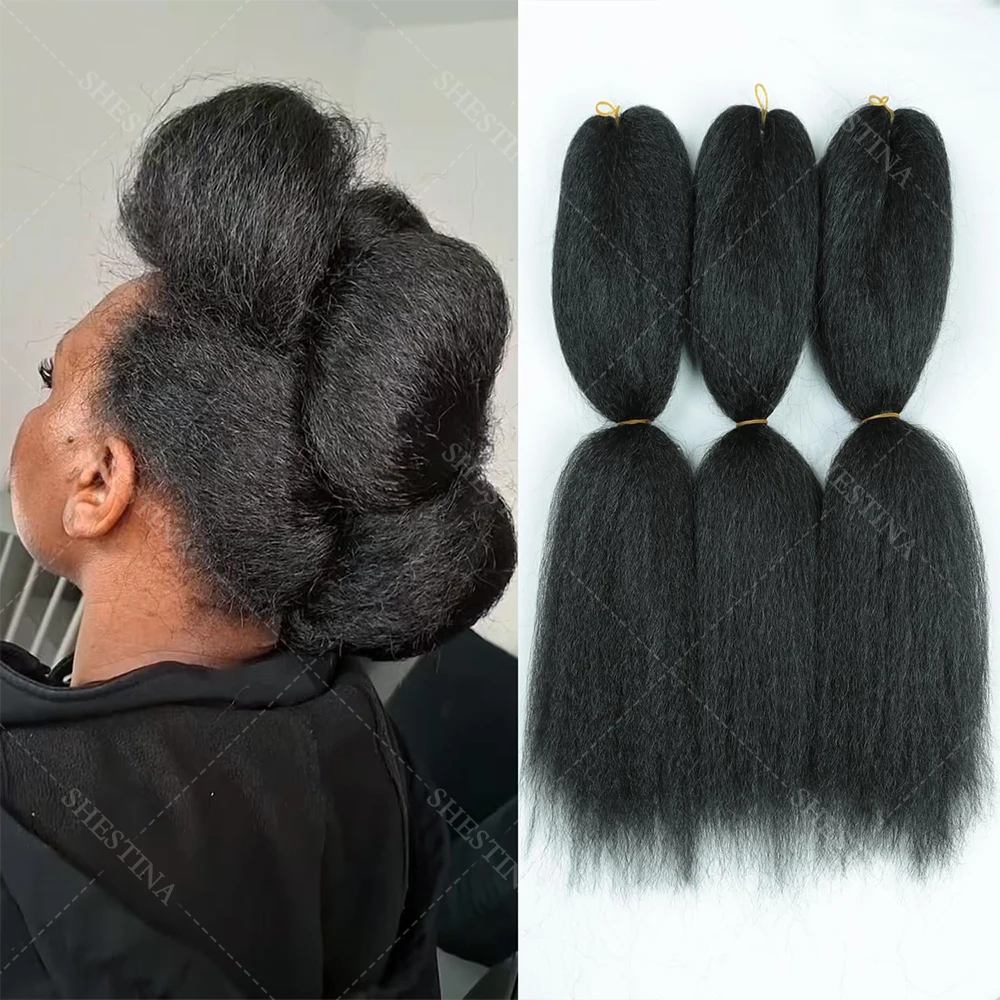 

Kinky Straight Knotless Pre Separated Crochet Hair Extensions Pre Looped Braids Bundles With Threading Burmese Virgin Human Hair