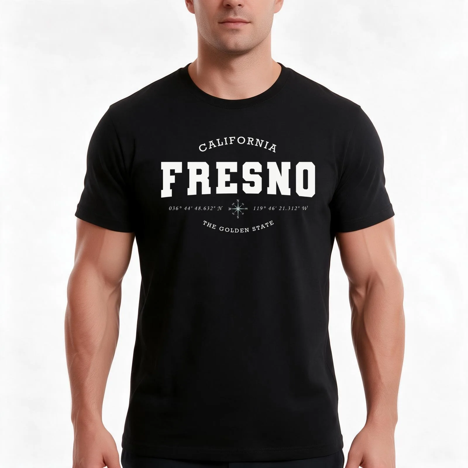 Fresno (CA) USA T-Shirt, Summer Casual Cotton Tee, Oversized Streetwear Tops, Vintage Graphic Print, Loose Fit Short Sleeve