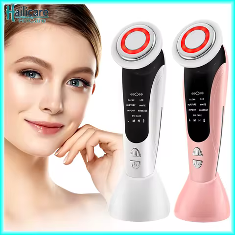 EMS Facial Massager LED Light therapy Sonic Ion Vibration Skin Tightening Face Lifting Anti Wrinkle Beauty Device Skin Care Tool