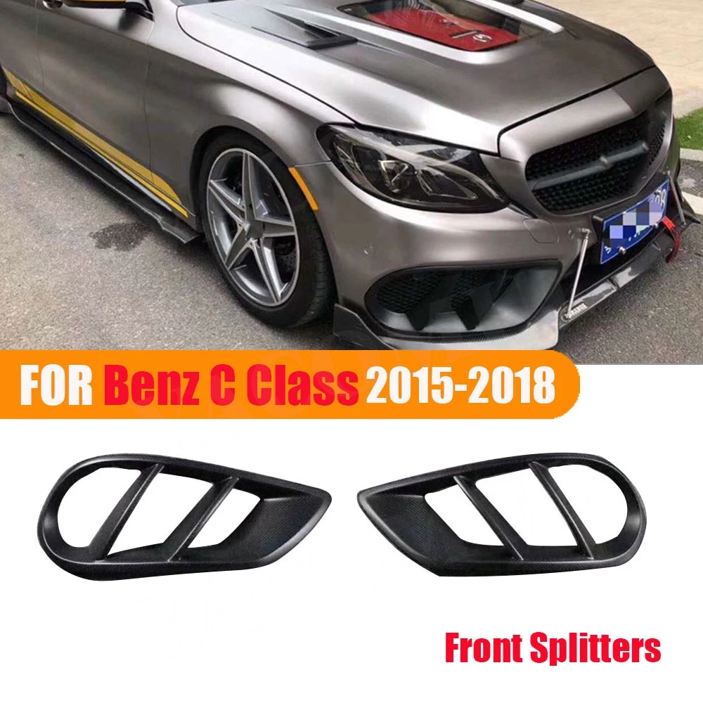 

VACOMUL Carbon Fiber Front Bumper Air Vent Outlet Cover For Mercedes W205 C43 AMG C200 Sport 2015-2019 Foglight Mesh Grill Frame