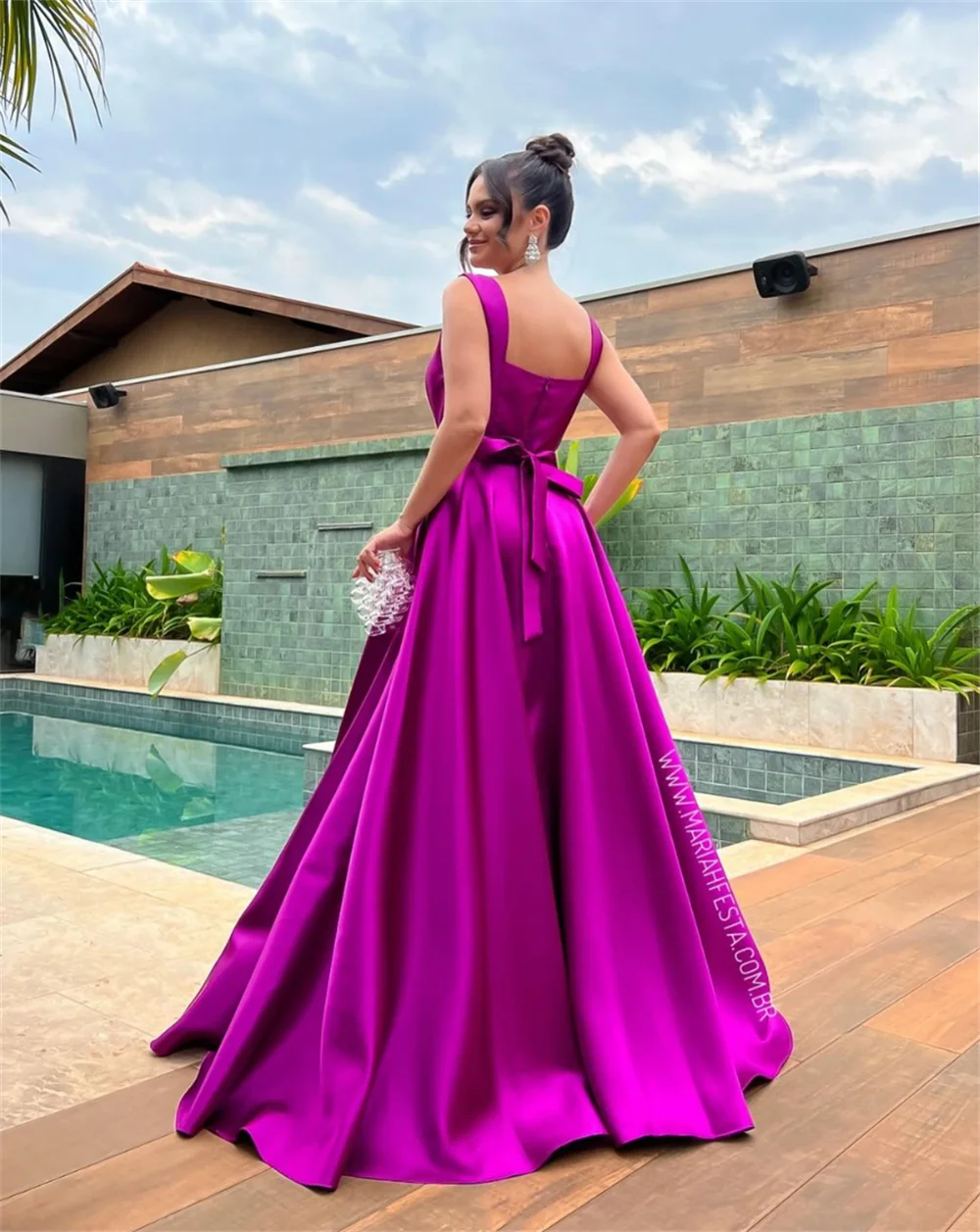 Annie Elegant Lady Wedding Dress Luxury Satin Purple Prom Dresses A-Shape Spaghetti Strap corsetto abiti da occasione su misura