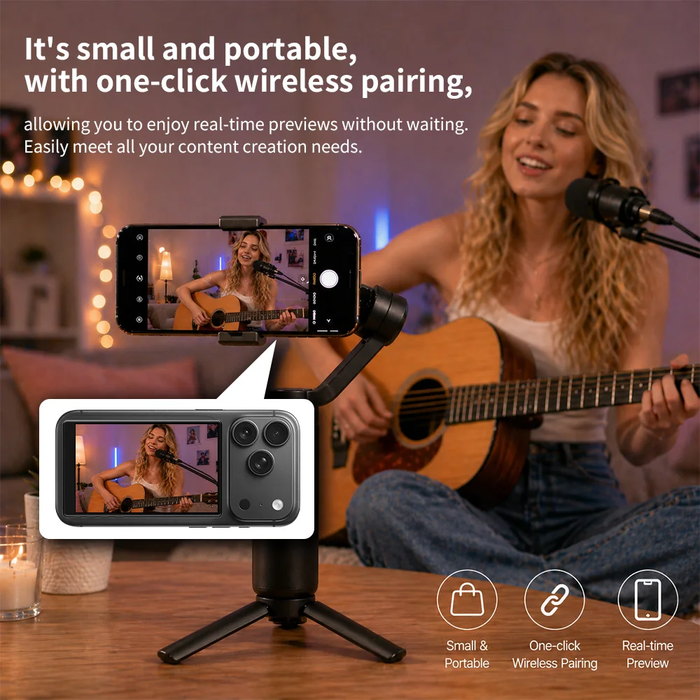 Vlog Selfie Monitor Screen for iPhone  Android Magnetic Back Camera Monitor with Speaker Supports reverse operation of the phone view 6
