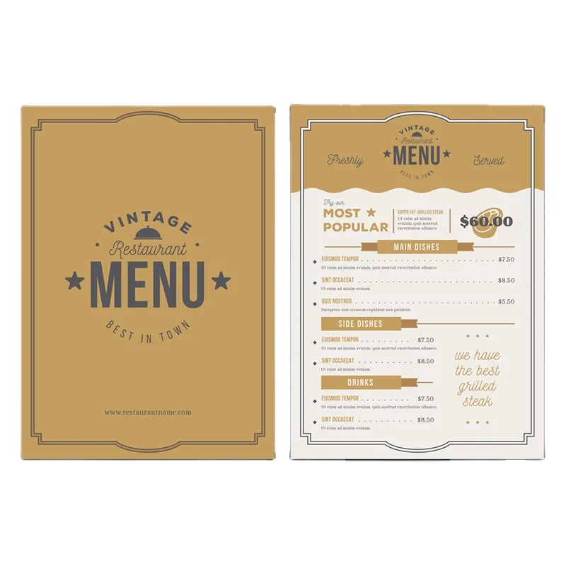 

50 0.Zhang.Custom.Custom printing Promotional Paper Poster 70lb Full Color A3 Tri-fold flyer Restaurant Menu Leaflet