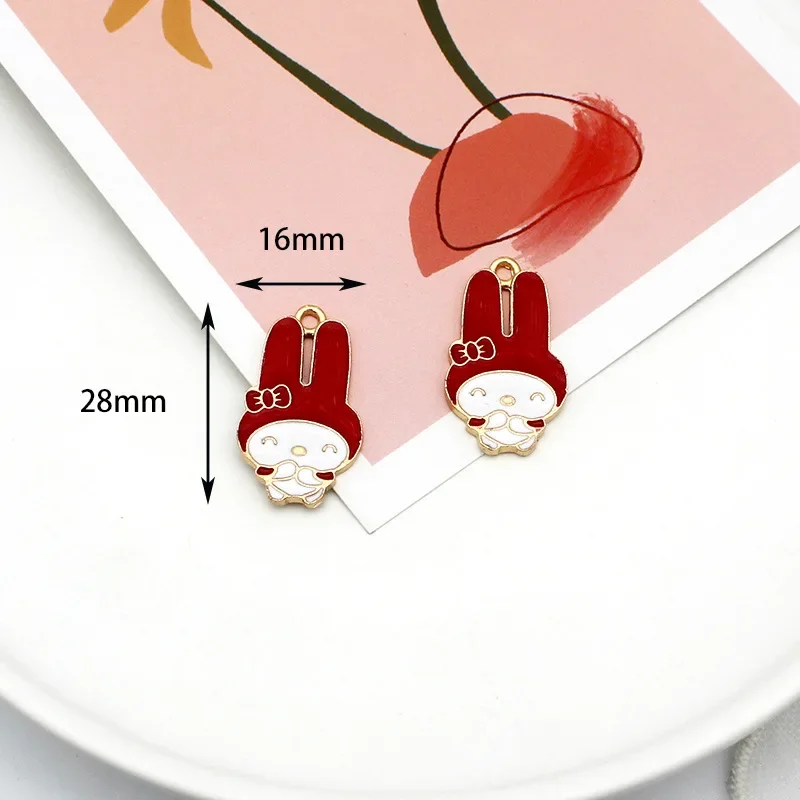 10PCS Cartoon Kuromis BAD BADTZ-MARU Melodys DIY Jewelry Accessories Alloy Drip Oil Necklace Accessories Bracelet Pendant