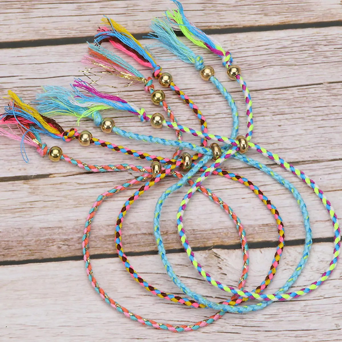 50Pcs Friendship Braided Bracelet Adjustable Colorful Bracelet Colorful Wrist Cord Anklets Jewelry for Women Teen Girls