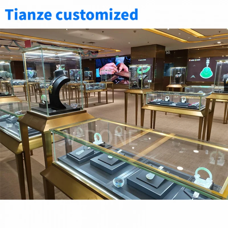 [Customized]Jewelry Store Furniture Interior Design Display Glass Showcase Stainless Steel Jewellery Cabinet Showroom Displ