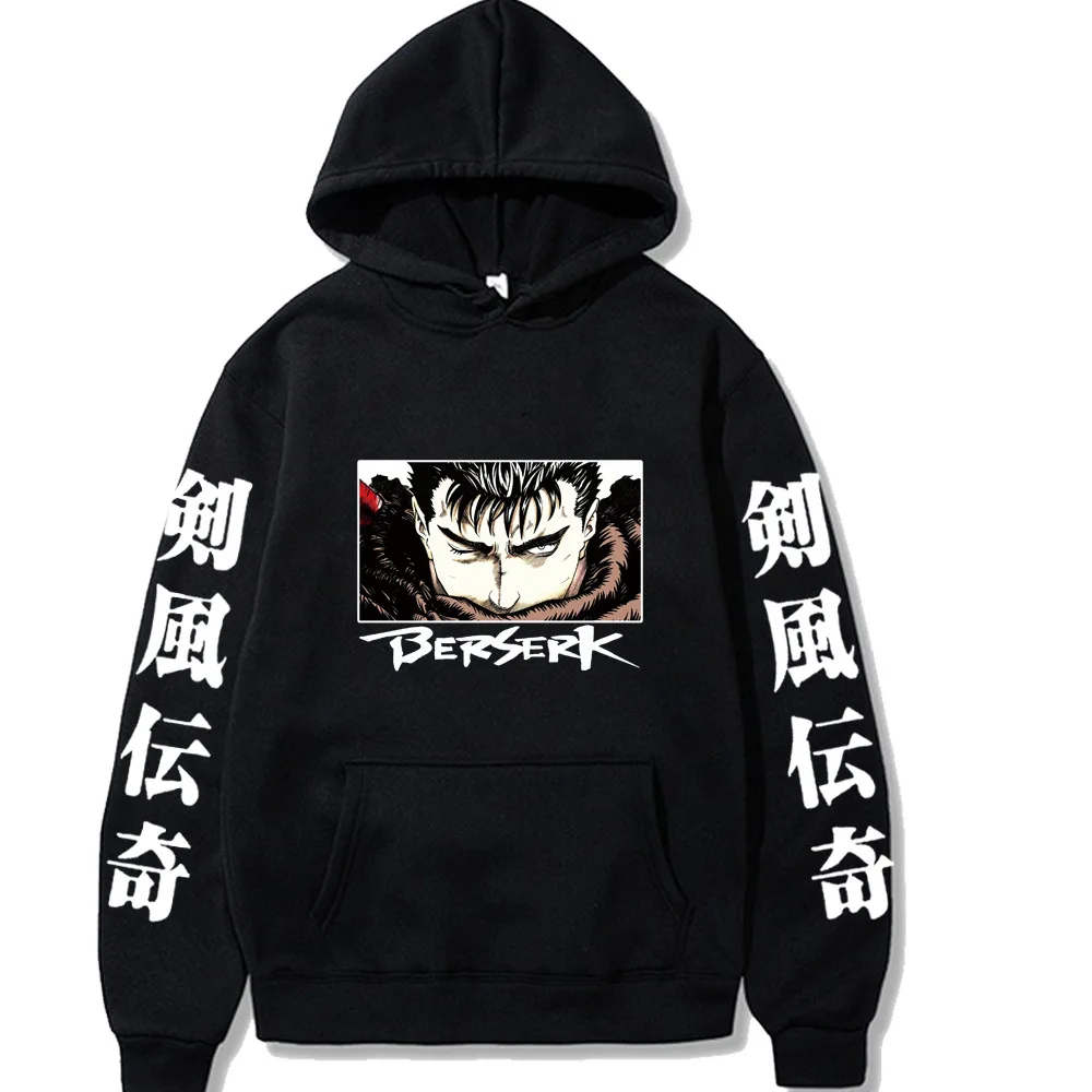 Japanische Anime Berserk Guts 2025 Drucken Mode Sweatshirt Hip Hop Casual Unisex Herbst Winter Fleece Streetwear Tops