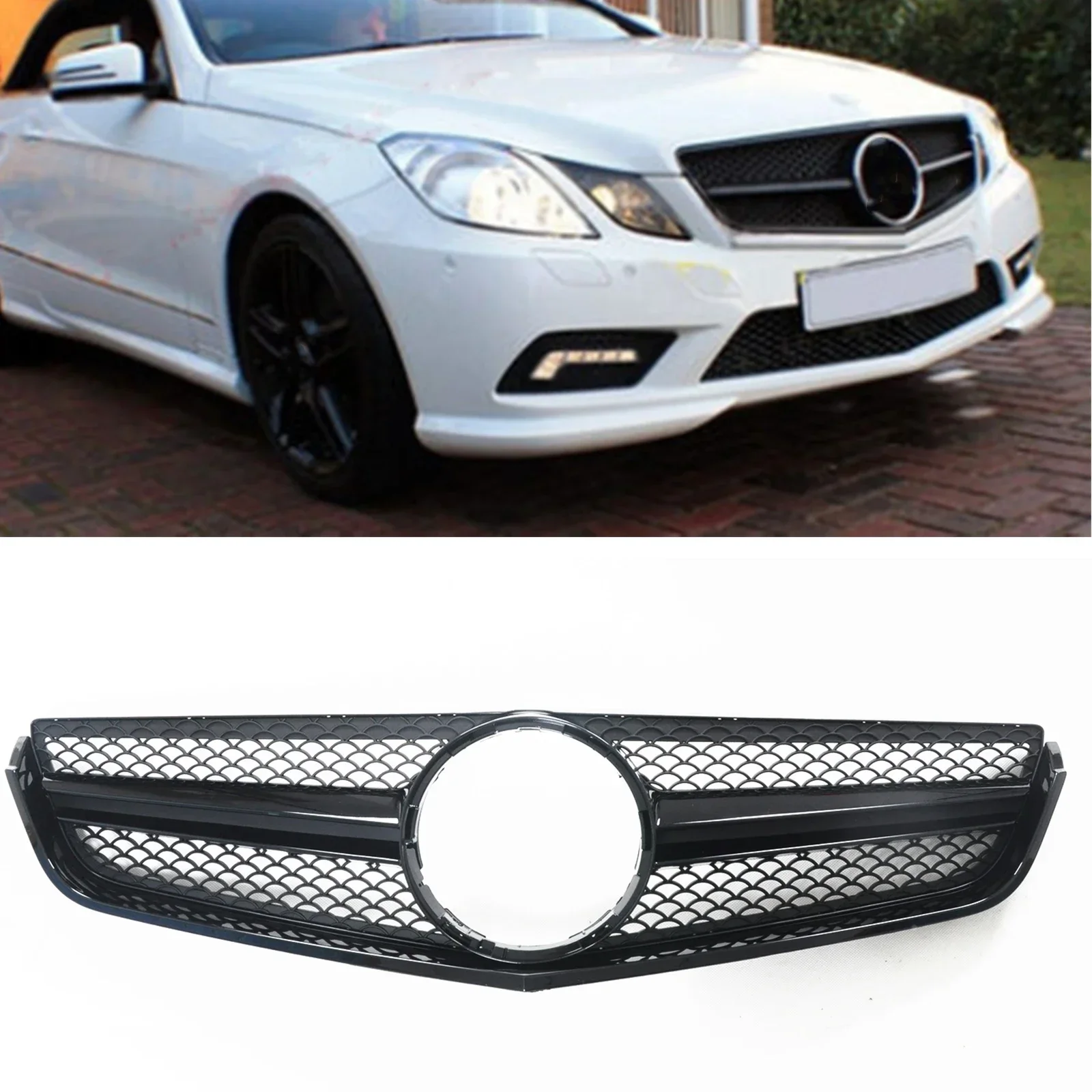 New！ Front Grille Grill For Mercedes-Benz W207 E Coupe 2 Door 2009-2013 E250 E300 E350 E500 E550 AMG Style Car Upper Bumper Hood