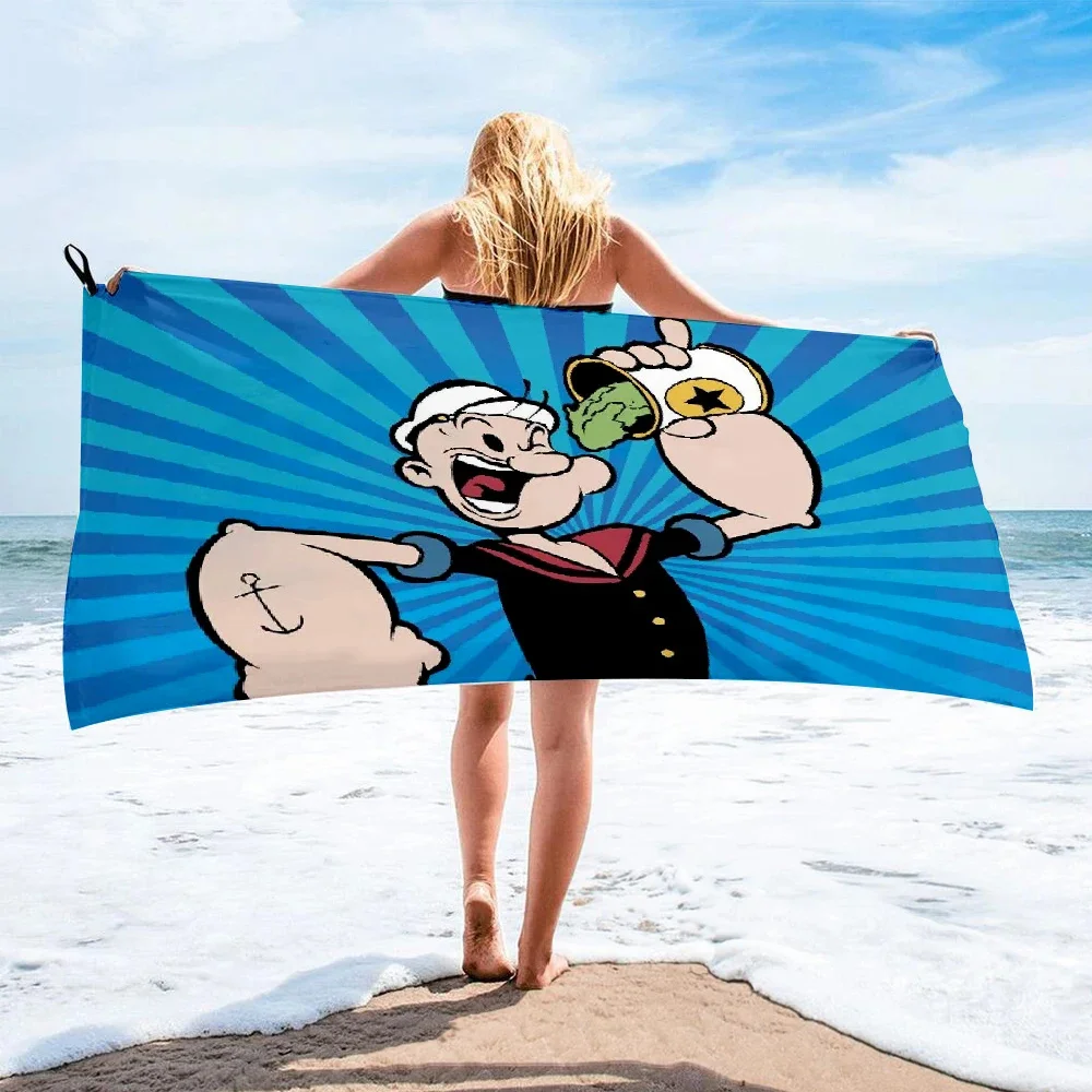 Popeye The Sailor Man Microfiber Bath Towel beach towel female silk printed long skirt wrapped bikini covered sunscreen blanket