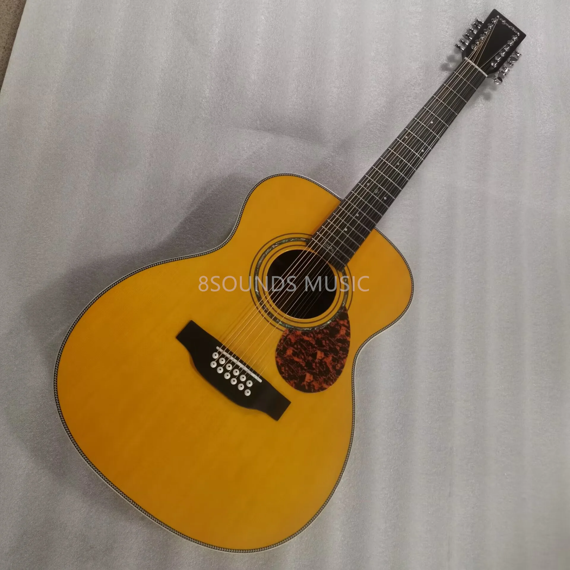 

vintage Color OM Acoustic Guitar, 12 Strings, logo and signature can customize