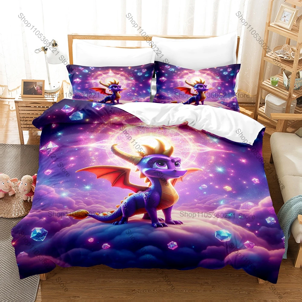 

Personality Spyro Reignited Trilogy Game Bedding Set New Cute Dragon Printed Duvet Cover Pillowcases Kids Gift