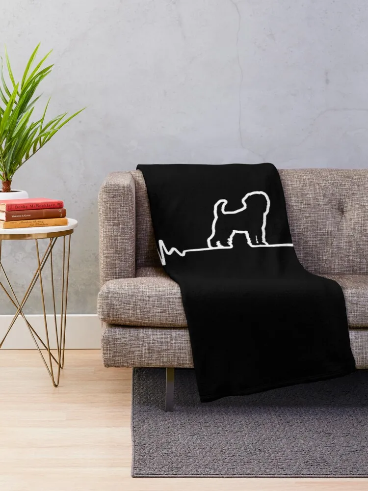 Minimalist Heartbeat Brussels Griffon Throw Blanket Plush Giant Sofa Blankets